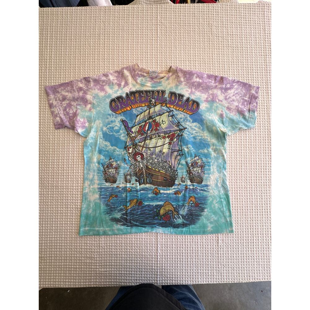 Liquid Blue Men's Tie Dye Grateful Dead Ship of Fools 1993 XL 24.5x29 Concert